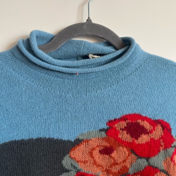 Krizia MAGLIA Wool-Cashmere-Angora embroidered bunch of flowers with dog - Picture 11 of 14